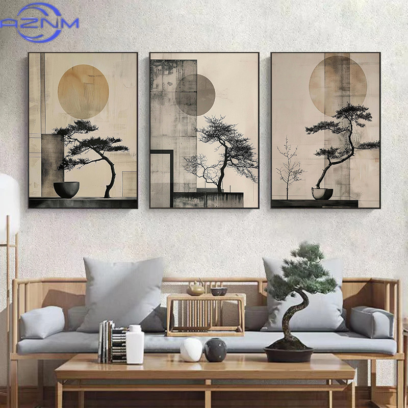 Japanese Zen Lifestyle - AZNM AZNM ปลาคาร์ฟเซนญี่ปุ่น ต้นสน พระอาทิตย์ตก นก