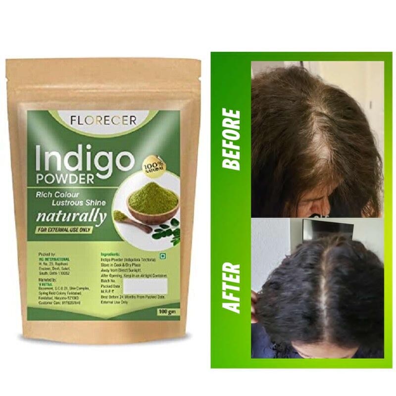 Indigo Dye Kit - สามารถใช้ร่วมกับเฮนน่า 300 กรัม, ผงครามจากพืชธรรมชาติสำหรับย้อมสี, สีดำ, สีผสม