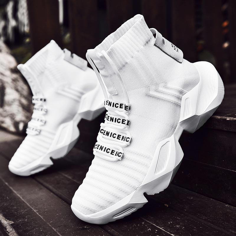 Japanese Lifestyle Items - Plus ขนาดสูงขนาดใหญ่กีฬาถุงเท้า Boot ถุงเท้าผู้ชายรองเท้าผ้าใบรองเท้าวิ่งผู้ชายกีฬารองเท้าสีขาวกีฬารองเท้าผู้ชายถัก Gym GME-1560
