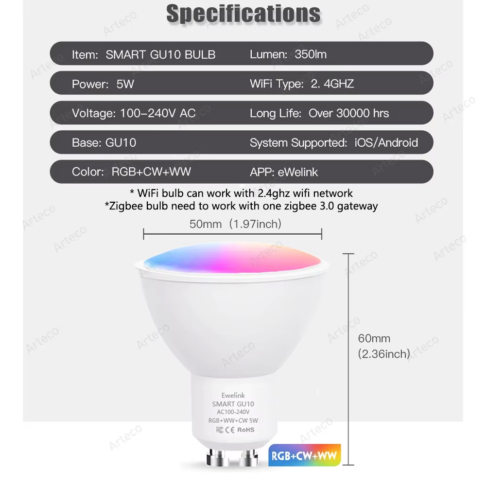 Ewelink GU10 Zigbee หลอดไฟ LED - Philips Bulb Hue บทวิจารณ์และราคา