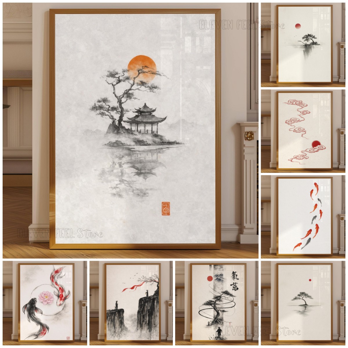 โปสเตอร์ต้นไม้หมึกญี่ปุ่น วาบิ - Japanese Zen Lifestyle บทวิจารณ์และราคา